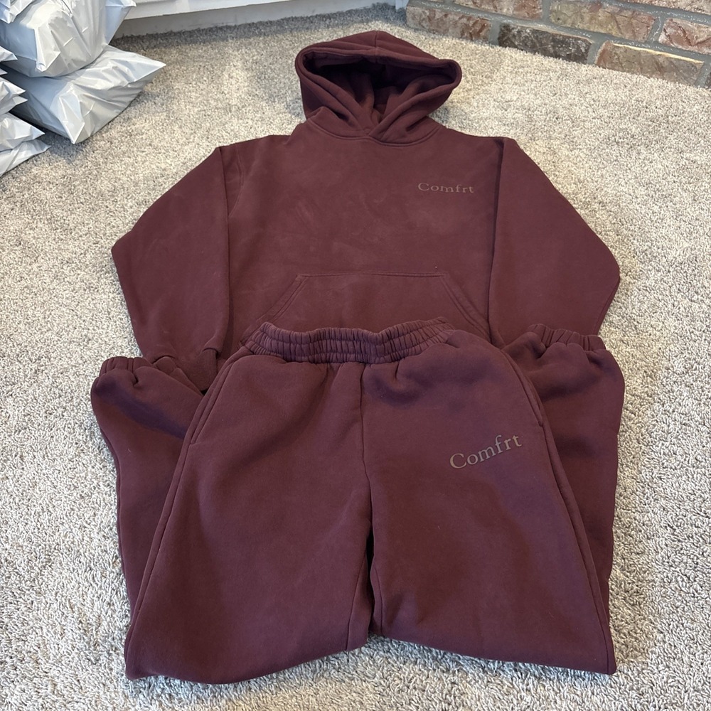 COMFRT Cloud Combo Set Limited Minimalist Hoodie XS Travel Sweatpants S Berry